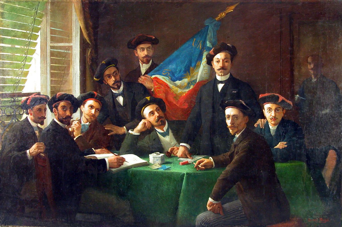 Ernest Michel 6 Tableau représentant le bureau de l’association des étudiants de Montpellier aux fêtes du VIème centenaire